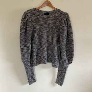 Ted Baker London Valma Gray Marl-knit Puff Sleeve Mohair Sweater Sz 3 US Sz 8